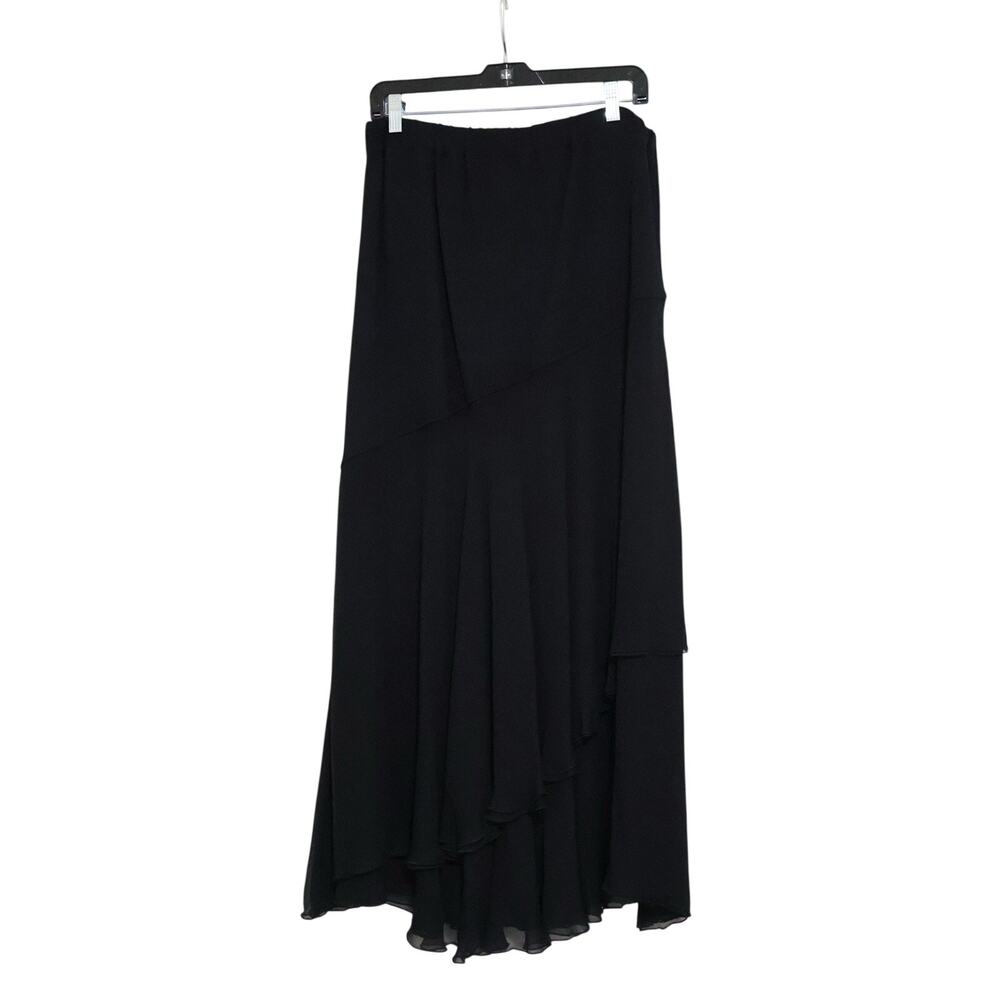 NWT St. John Evening Black Silk Santana Knit Layered Maxi Skirt 14 Whimsigoth